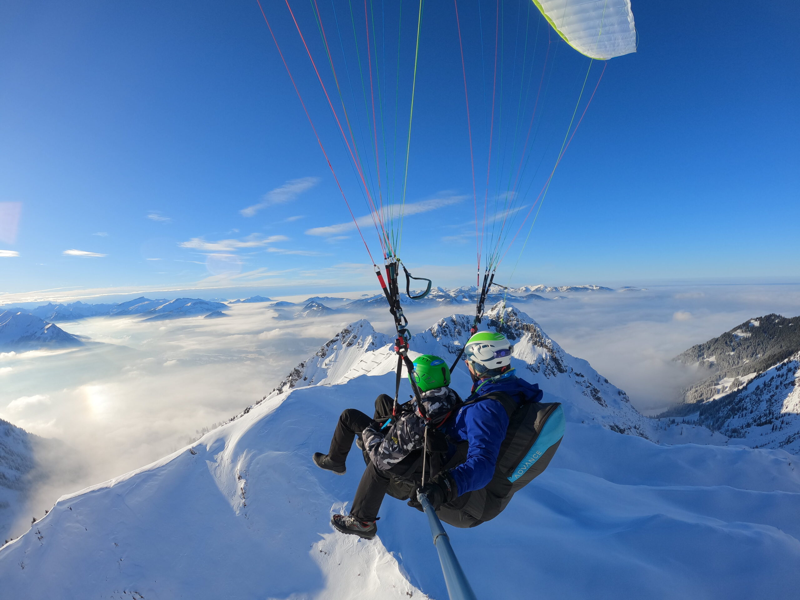 Winter Tandemfliegen Oberstdorf Allgaeu